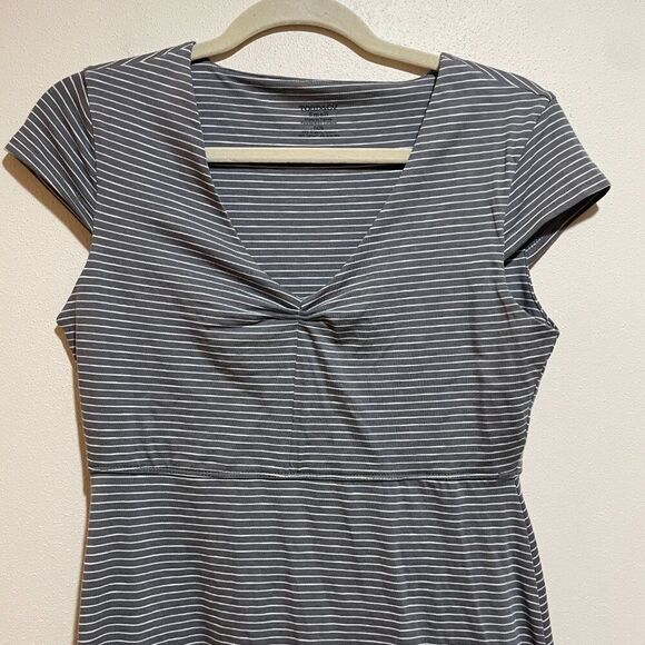 Toad&Co Size Small S Rosemarie Dress Gray White Stripe Short Sleeve - Picture 3 of 10